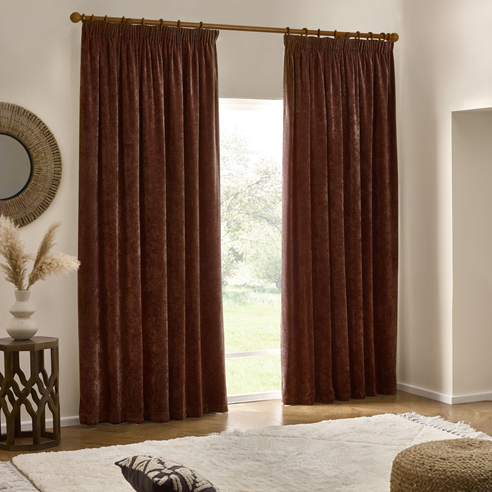 Heavy Chenille Pencil Pleat, Nutmeg - Ready Made Curtains - Image 3